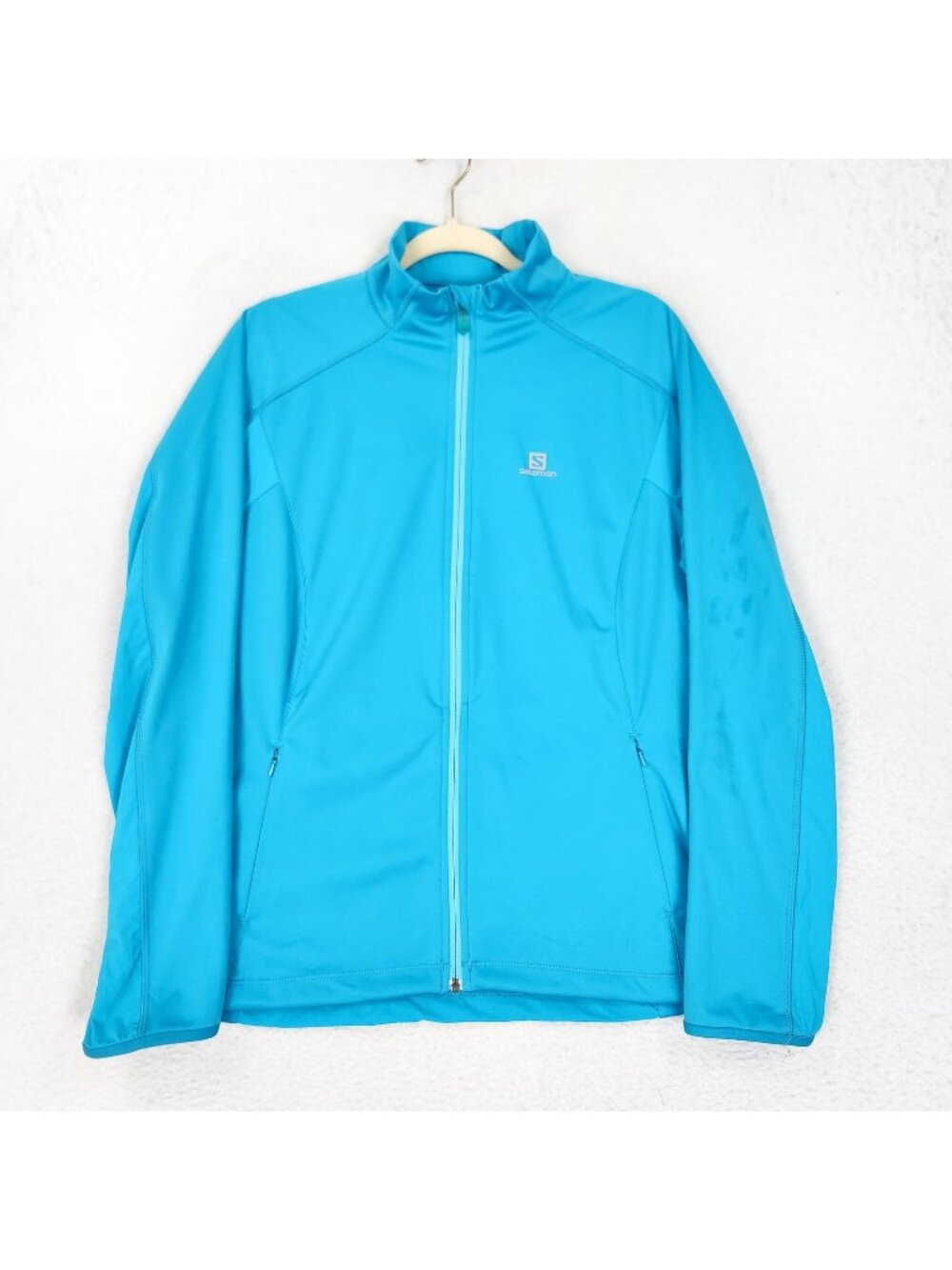 Salomon Jacket Womens Large Blue Discovery Clima Wind Full Zip Running Hiking